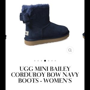 UGG MINI BAILEY CORDUROY BOW NAVY BOOTS